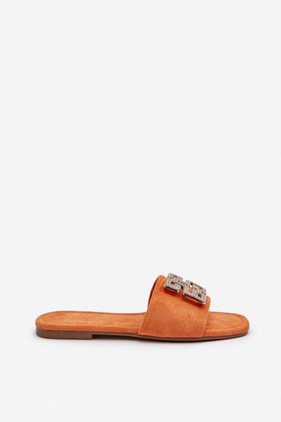 Women's Flat Sandals with Orange Decoration Inaile