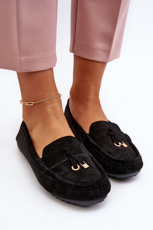 Women's Classic Black Suede Moccasins Ontala
