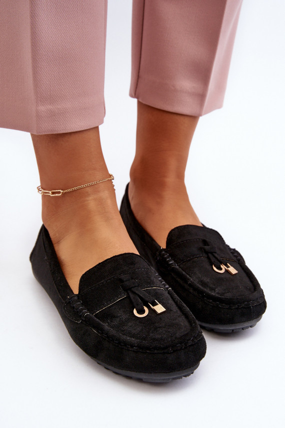 Women's Classic Black Suede Moccasins Ontala