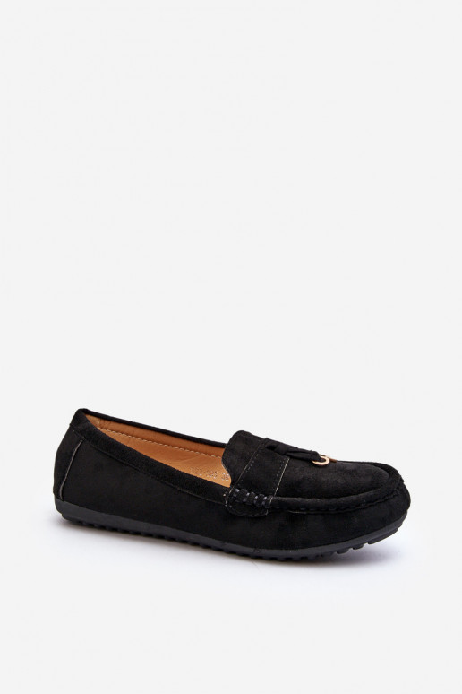 Women's Classic Black Suede Moccasins Ontala