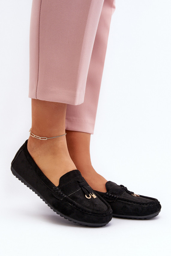 Women's Classic Black Suede Moccasins Ontala
