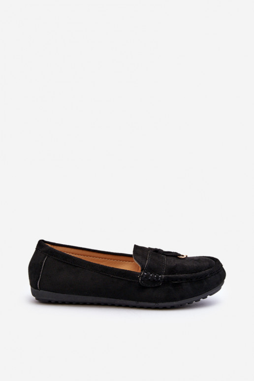 Women's Classic Black Suede Moccasins Ontala