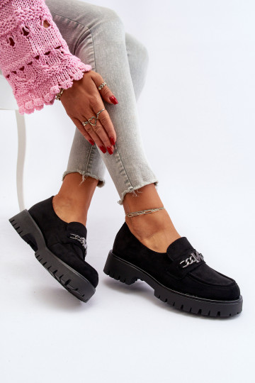 Black Suede Women's Moccasins with Decoration Loraleima 2