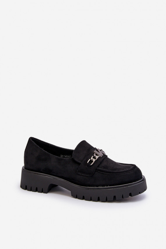 Black Suede Women's Moccasins with Decoration Loraleima