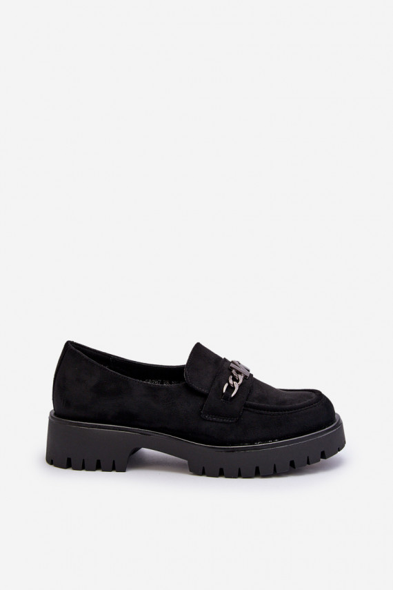 Black Suede Women's Moccasins with Decoration Loraleima