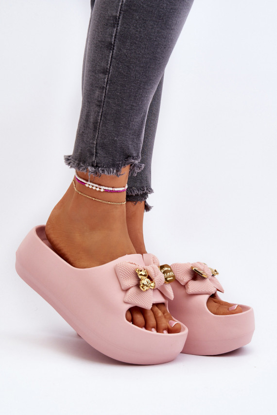 Women's Foam Flip Flops with Bow Pink Salessa