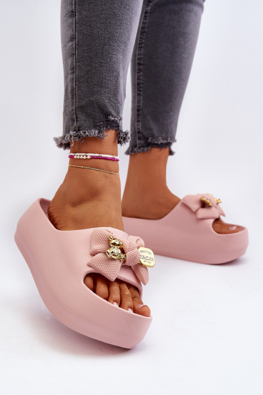 Women's Foam Flip Flops with Bow Pink Salessa