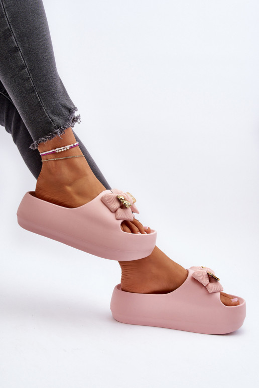 Women's Foam Flip Flops with Bow Pink Salessa