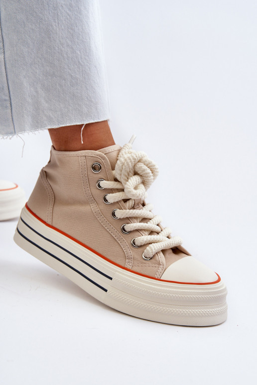 Women's Platform Sneakers Beige Aineri