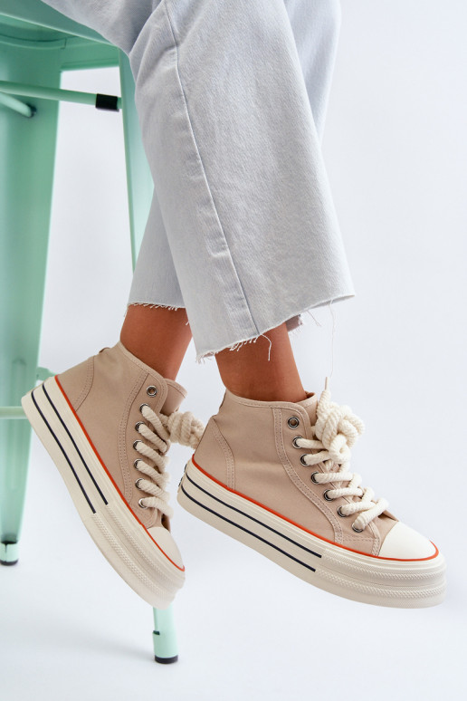 Women's Platform Sneakers Beige Aineri