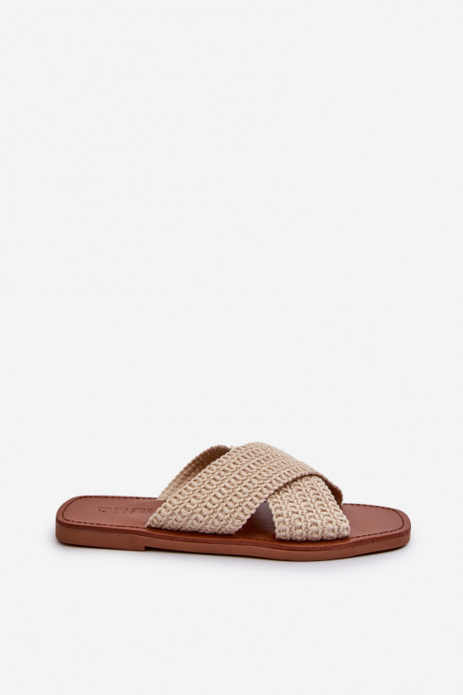 Women's Flat Sandals Big Star NN274078 Beige