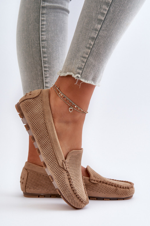 Women's Suede Moccasins Dark Beige Ranica