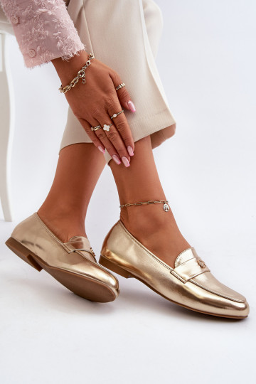 Women's Flat Heel Loafers Gold Sylvaine 2