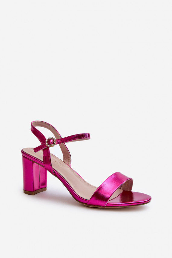 Metallic Sandals With Stiletto Heel Fuchsia Glindra