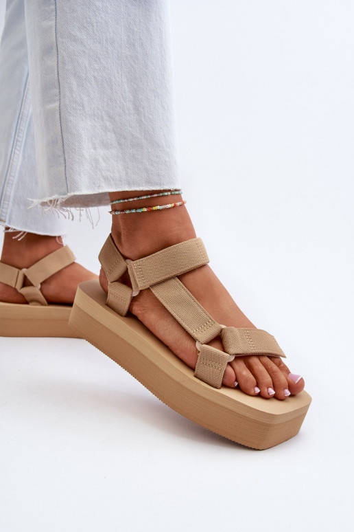 Women's Platform Sandals in Beige Edireda