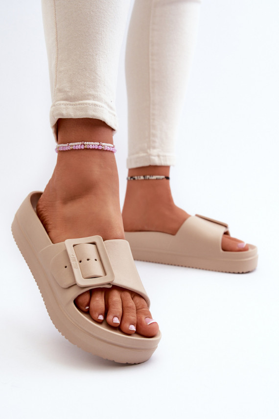 Women's Foam Platform Sandals with Buckle Big Star NN274A666 Beige