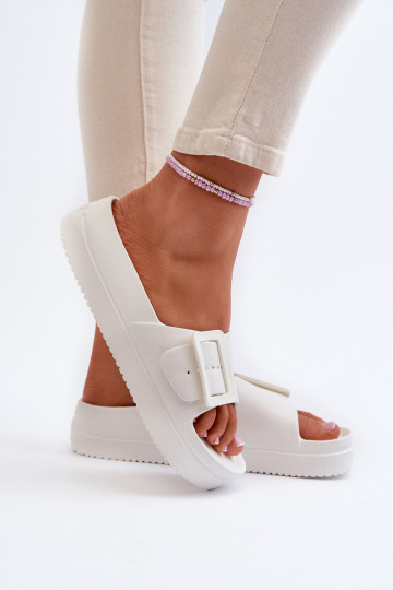 Women's Foam Platform Sandals With Buckle Big Star NN274A661 White 2