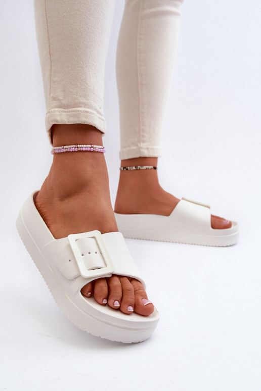 Women's Foam Platform Sandals With Buckle Big Star NN274A661 White