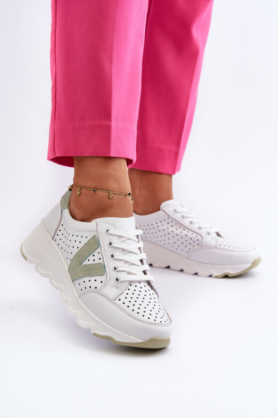 Women's Leather Lightweight Sports Shoes Beige Eleonori