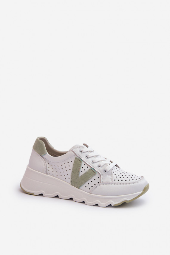 Women's Leather Lightweight Sports Shoes Beige Eleonori