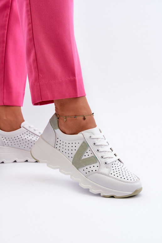 Women's Leather Lightweight Sports Shoes Beige Eleonori