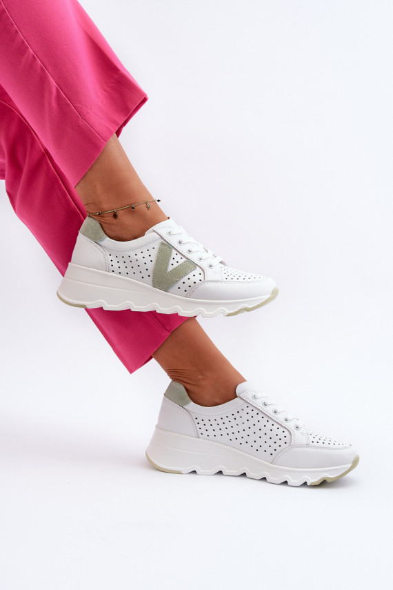 Women's Leather Lightweight Sports Shoes Beige Eleonori