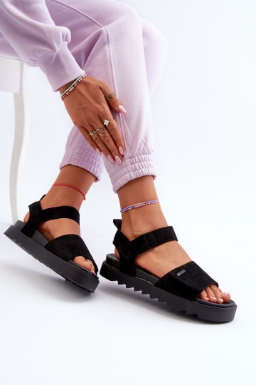 Women's Suede Platform Sandals Big Star NN274700 Black 2