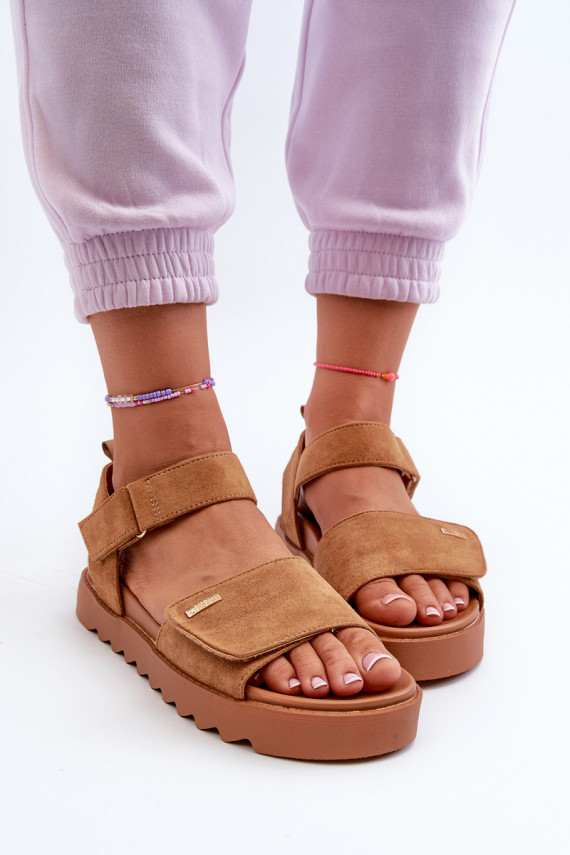 Women's Suede Platform Sandals Big Star NN274705 Brown