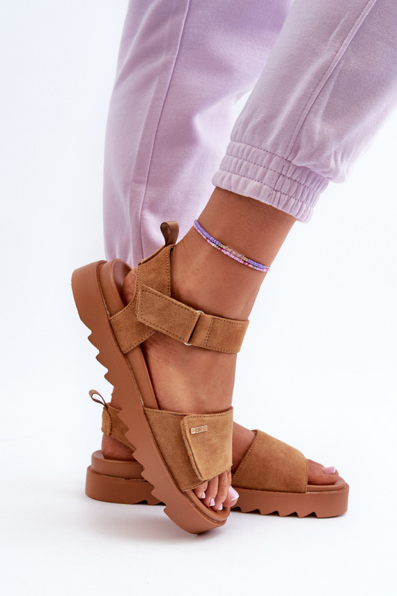Women's Suede Platform Sandals Big Star NN274705 Brown