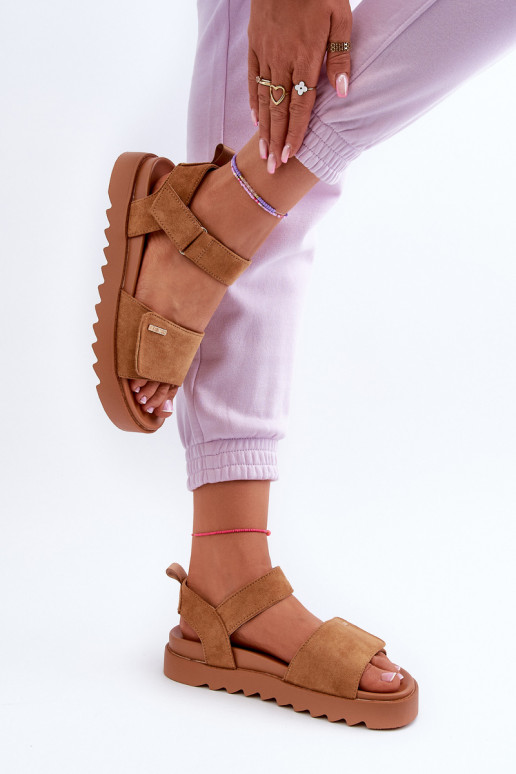 Women's Suede Platform Sandals Big Star NN274705 Brown