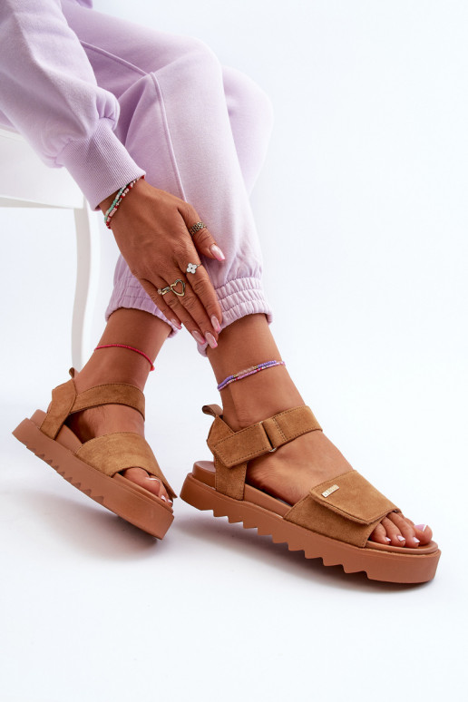 Women's Suede Platform Sandals Big Star NN274705 Brown
