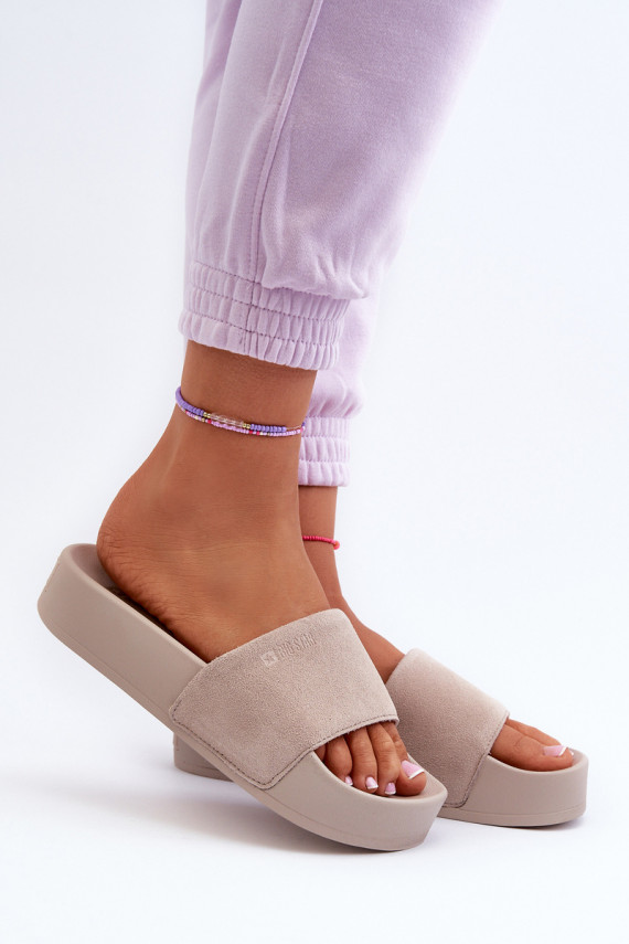 Women's Platform Suede Sandals Big Star NN274A671 Beige