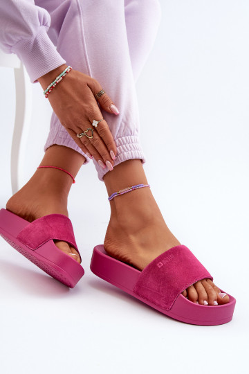 Women's Platform Suede Slippers Big Star NN274A672 Fuchsia 2