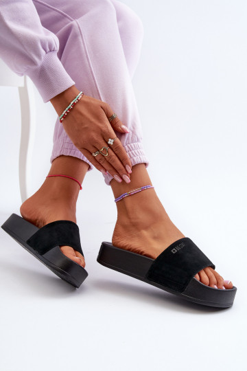 Women's Suede Platform Sandals Big Star NN274A670 Black 2