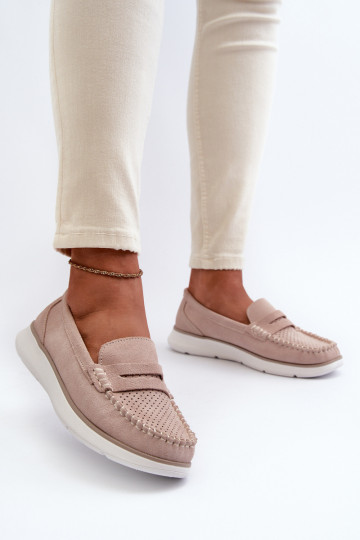 Suede Platform Moccasins Sergio Leone SP012 Beige 2