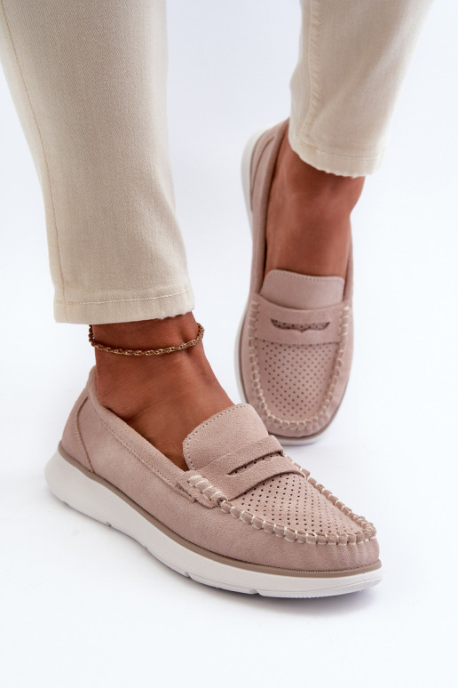 Suede Platform Moccasins Sergio Leone SP012 Beige