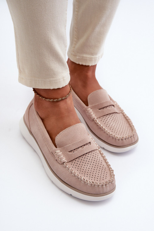 Suede Platform Moccasins Sergio Leone SP012 Beige