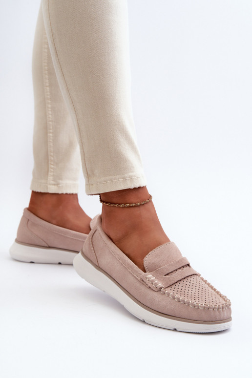 Suede Platform Moccasins Sergio Leone SP012 Beige