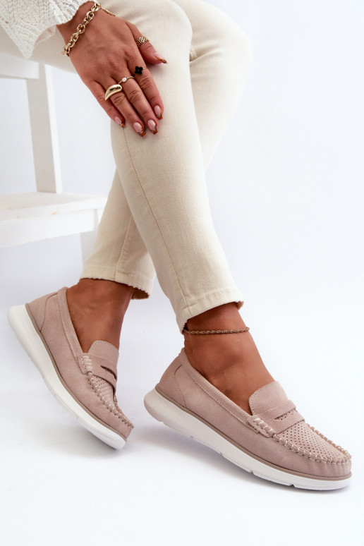 Suede Platform Moccasins Sergio Leone SP012 Beige