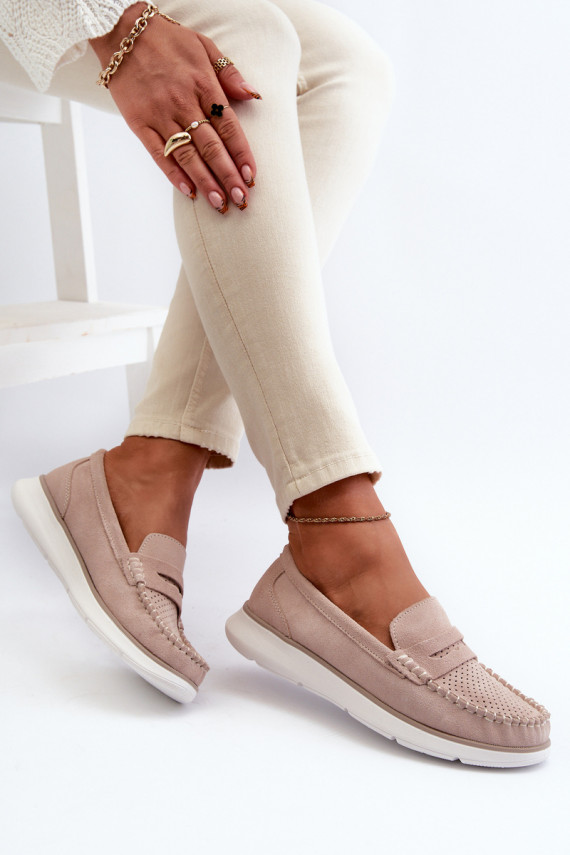 Suede Platform Moccasins Sergio Leone SP012 Beige