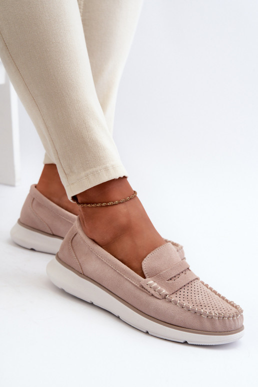 Suede Platform Moccasins Sergio Leone SP012 Beige