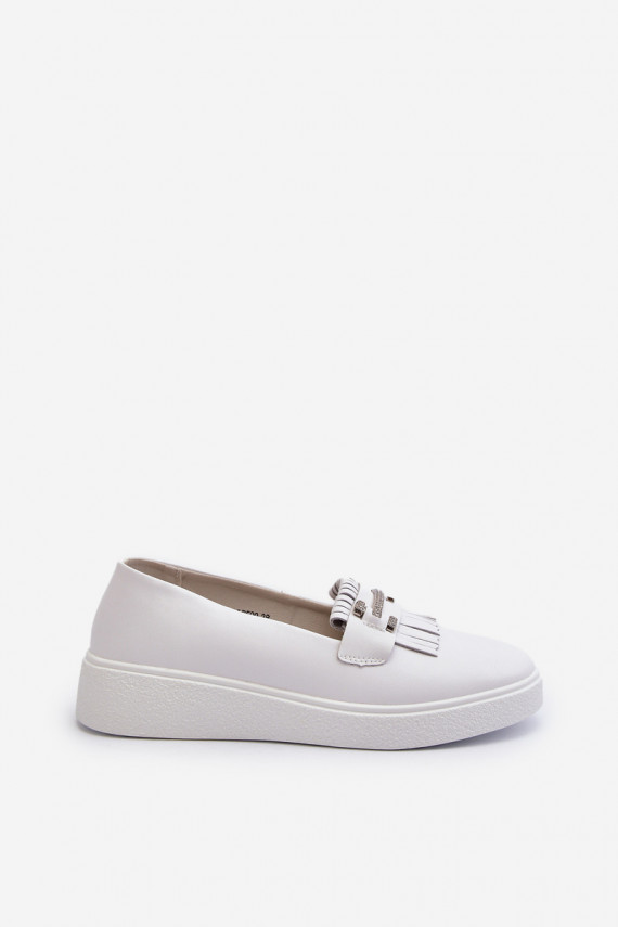 Light Women's Leather Moccasins on Platform White S.Barski LR590