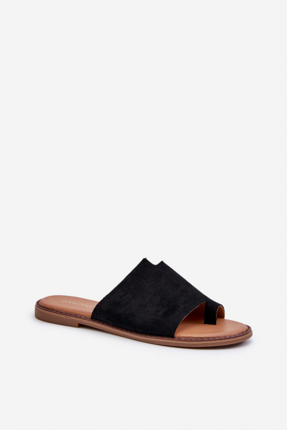 Women's Suede Flip-Flop Sandals Black Amite