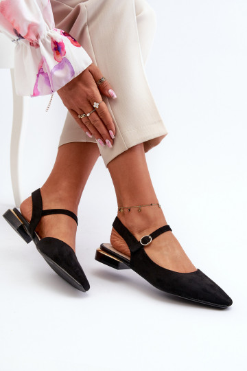 Women's ballet flats with low heel and open back Sergio Leone SK831 Black 2