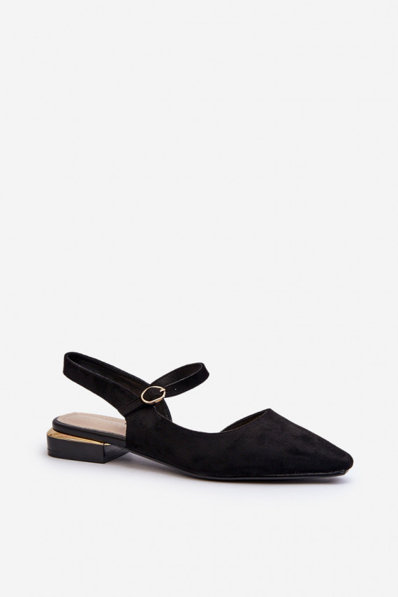 Women's ballet flats with low heel and open back Sergio Leone SK831 Black