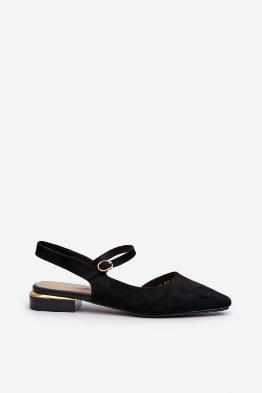 Women's ballet flats with low heel and open back Sergio Leone SK831 Black