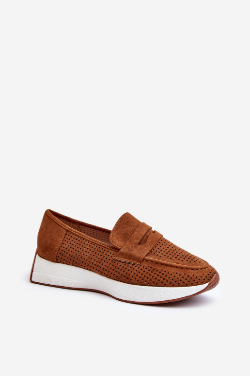 Women's Platform Moccasins in Eco Suede Camel Inesqua