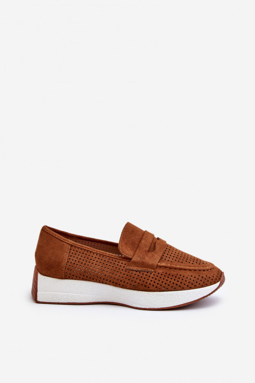 Women's Platform Moccasins in Eco Suede Camel Inesqua