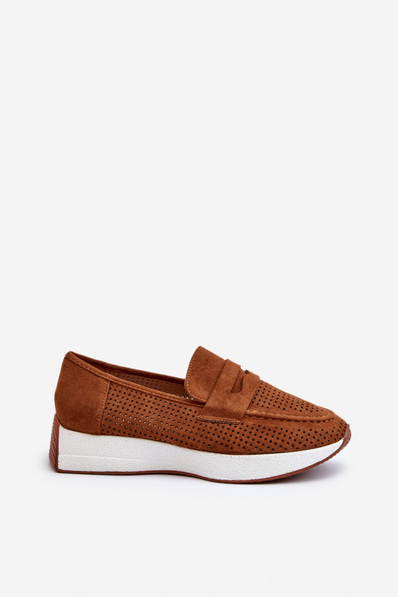 Women's Platform Moccasins in Eco Suede Camel Inesqua
