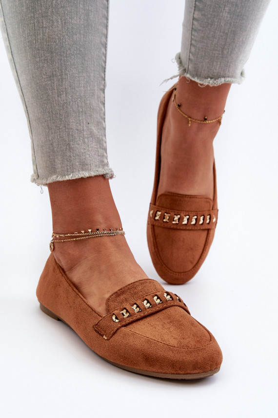 Shiny Women's Loafers With Chain Camel Aredilla